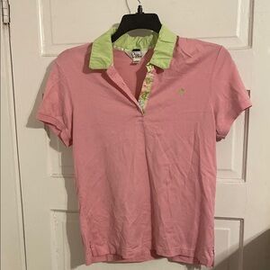 Lilly Pulitzer Pink Polo with Green Accents sz. Large